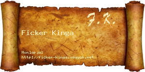 Ficker Kinga névjegykártya